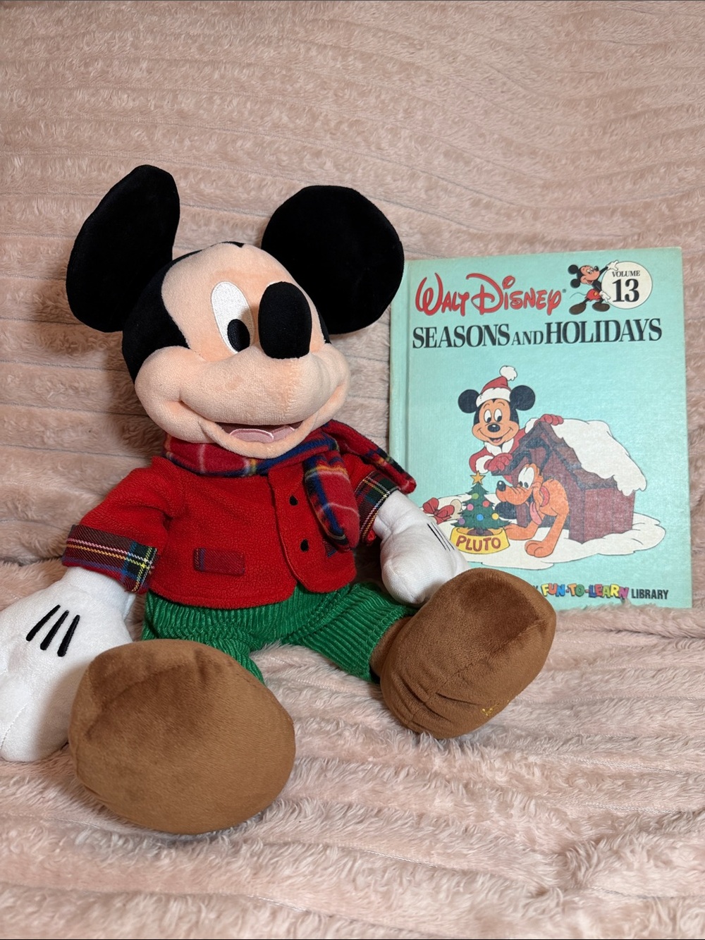 Disney Mickey Mouse Holiday Plush along with hardcover book